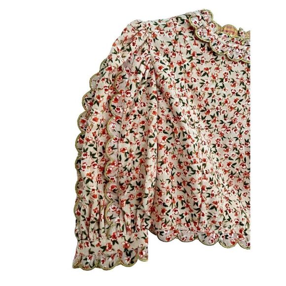 CeliaB Cedar Floral Print Corduroy Top Cropped Multicolor Women's Medium - Picture 6 of 11